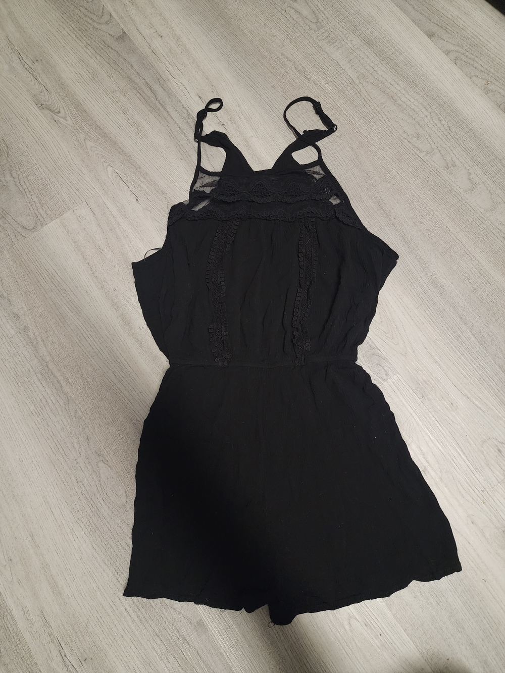 Ambiance Black Lace-Detail Romper